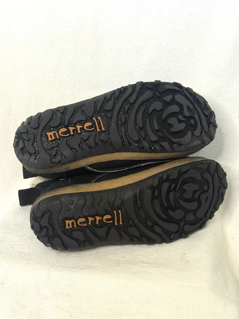 Merrell Black Winter Boots with Cream Faux-Fur Cuff